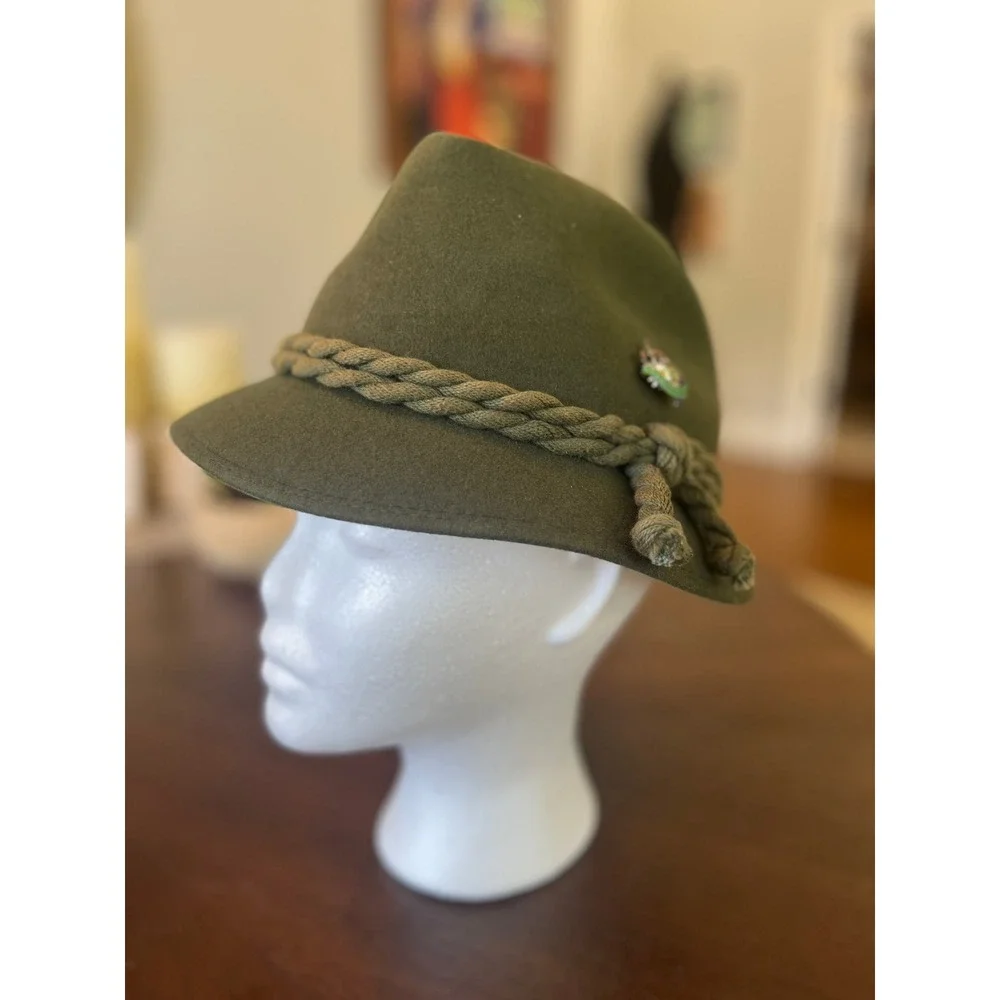 Saxon Tonak Alpine Hat Mens 58 Green Excellent Wool Felt Tyrolean Oktoberfest